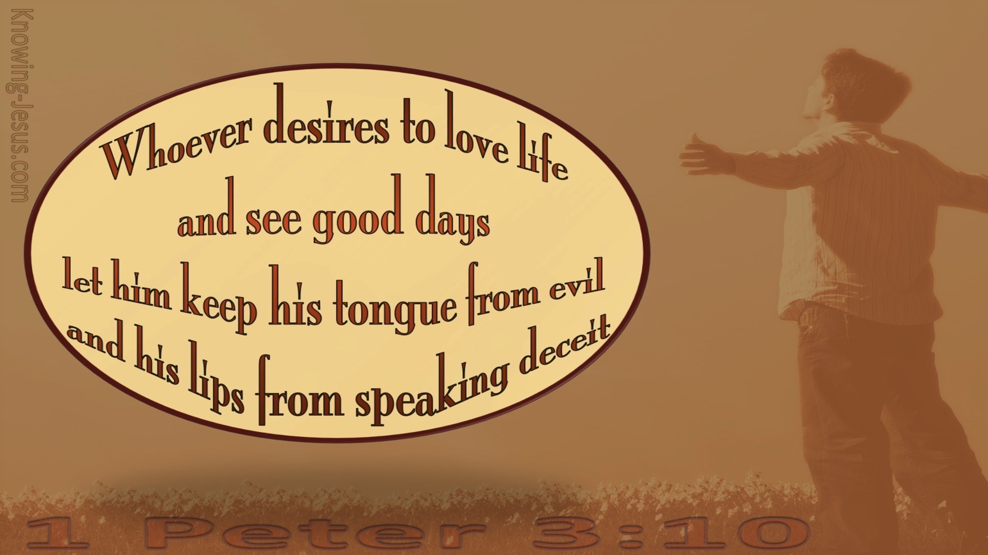 1 Peter 3:10 Keep From Speaking Evil (beige)